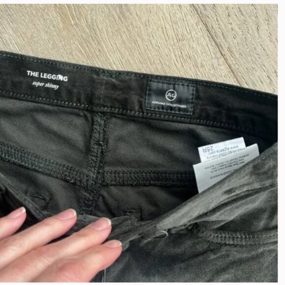 EUC AG Adriano Goldschmied Skinny Legging Velvet Jean Climbing Ivy Green Sz 25 R - Picture 6 of 9